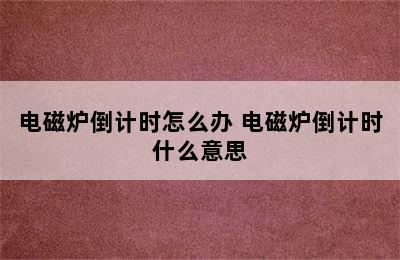 电磁炉倒计时怎么办 电磁炉倒计时什么意思